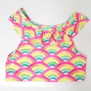 Penelope Mack LTD Rainbow Print Ruffle Trim Bikini Tank Top 12